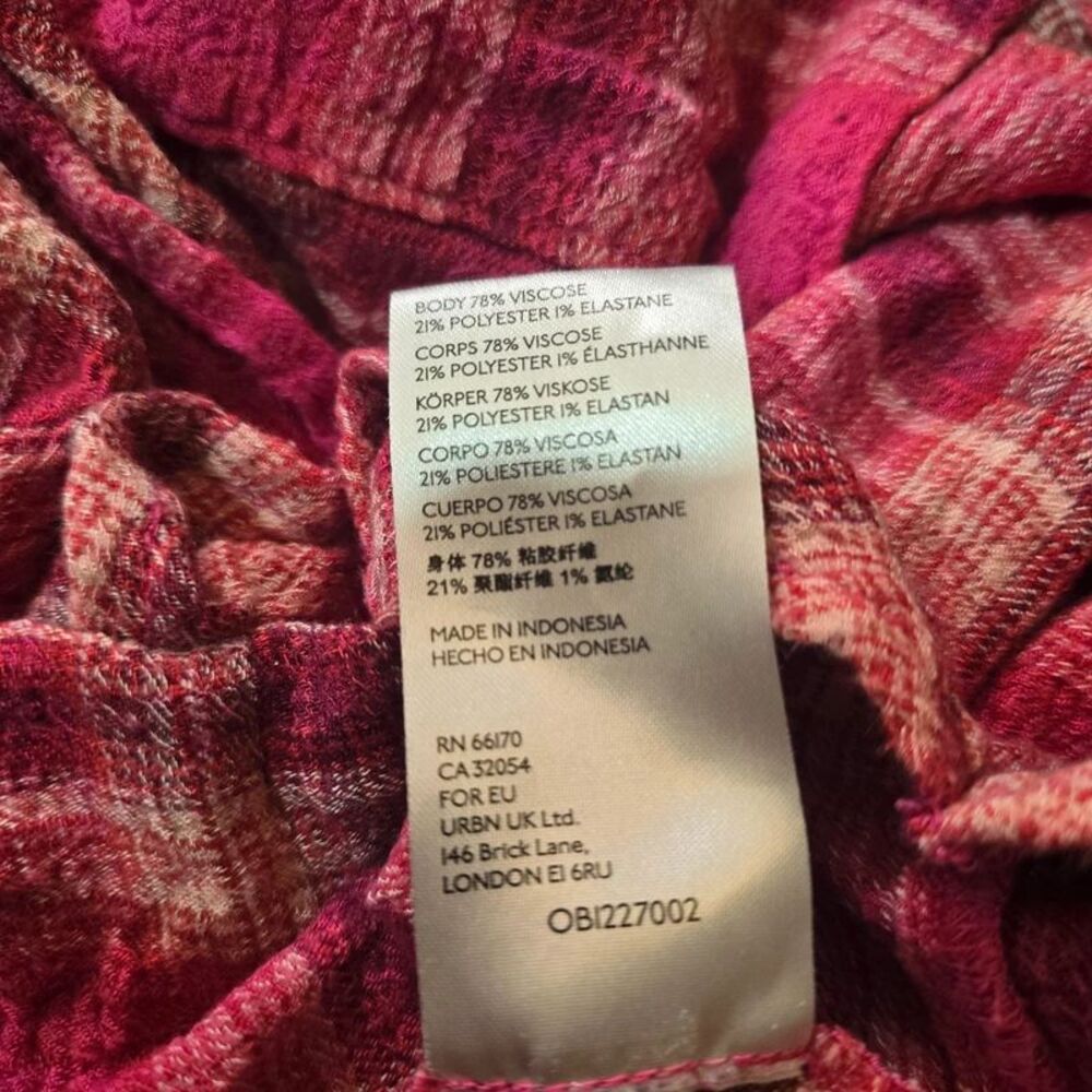 Pilcro Anthropologie Pink Plaid Button-Down Shirt Size XL - Picture 8 of 8